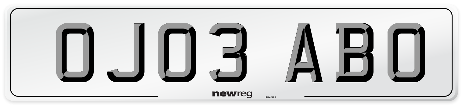 OJ03 ABO Number Plate from New Reg